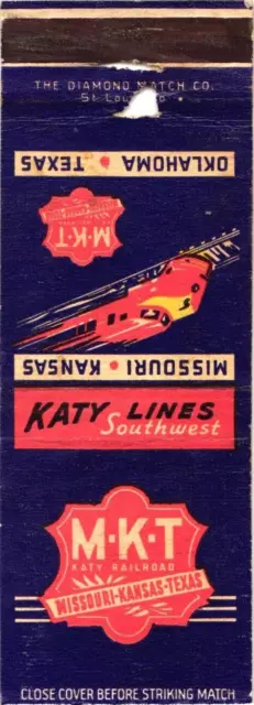MKT Missouri Kansas Texas Katy Railroad Katy Lines Vintage Matchbook Cover