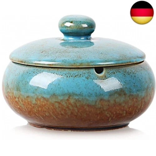 Winddichter Keramik-Aschenbecher Mit Deckel - Schwer & Stabil Für Terrasse