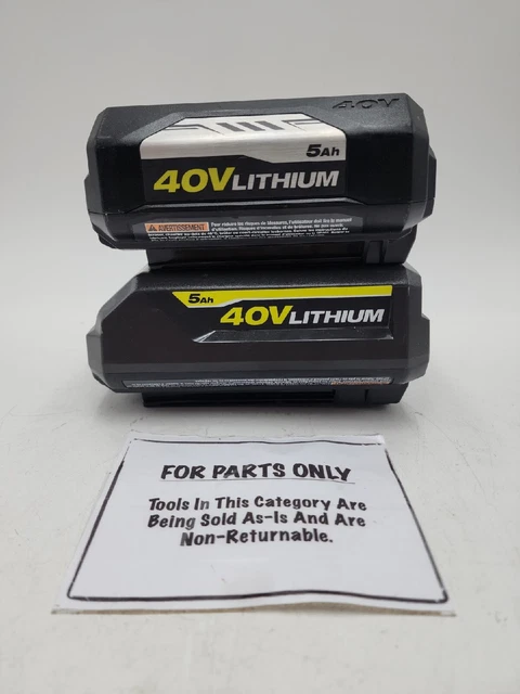 Lot of 2 Ryobi 5Ah Batteries (OP40501 x 1 & OP40504VNM x 1 - FOR PARTS ONLY)