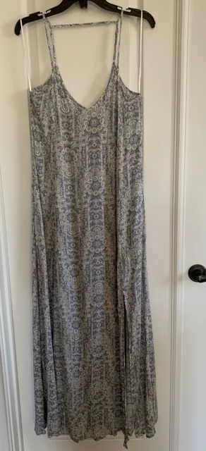 En Creme S Boho Maxi Sundress Coverup Dress Blue