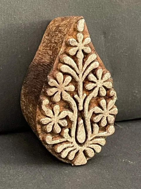 Old Vintage Rare Hand Carved Wooden Floral Textile / Mehandi Heena  Block Stamp
