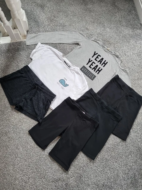 Girls Bundle Age 9-10 Years Cycle Shorts Black White tshirts casual summer L