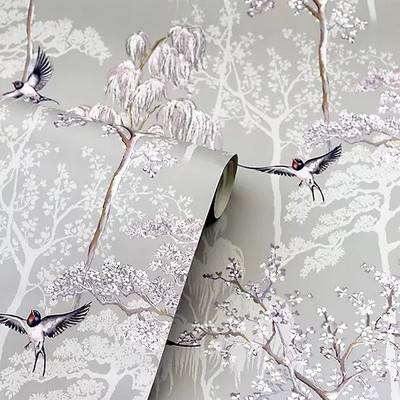 Arthouse giardino giapponese ocra carta da parati 908002-Oriental birds ALBERI Blossom 