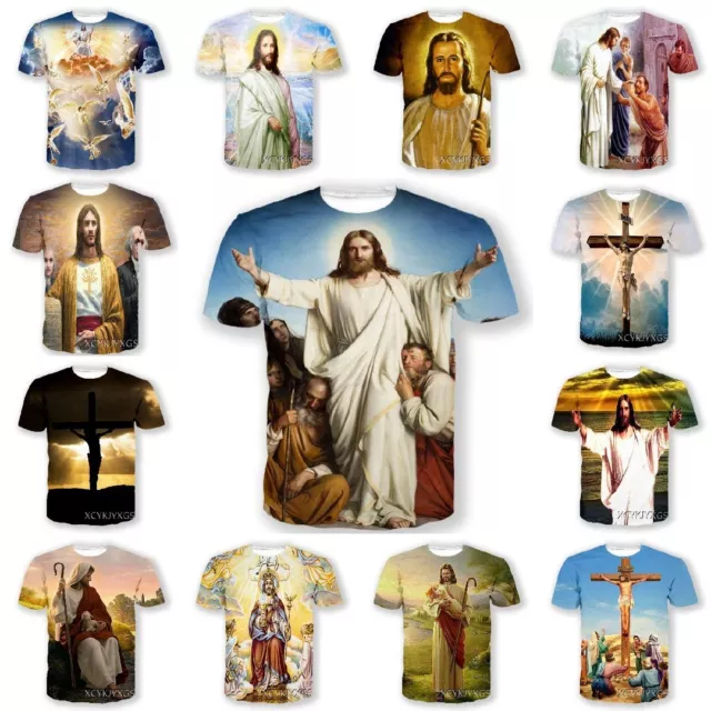 Fashion Jesus My Gods 3D Print Womens Mens Casual Short Sleeve T-Shirt Tops