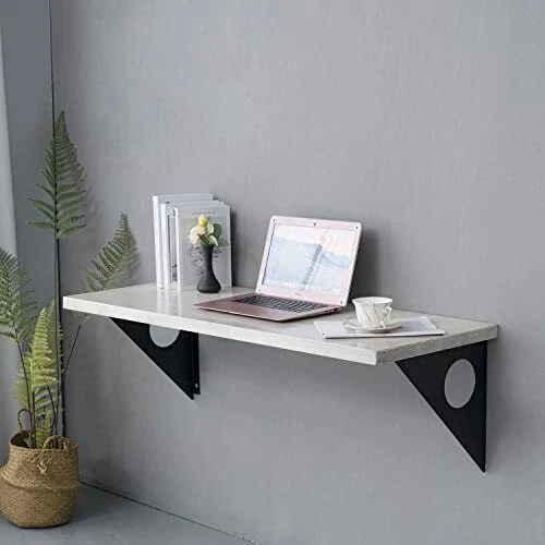(Retro White,47"X18") Industrial Rustic Wall-Mounted Table, Dining Table