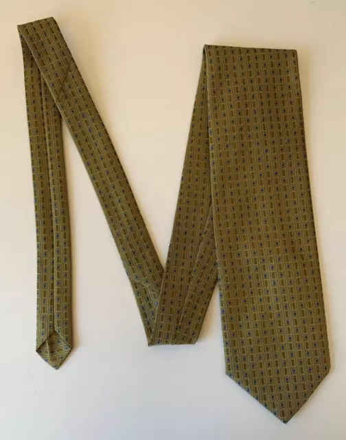 Hardy Amies Vintage Tie 70s 80s Men's Necktie Tie Khaki Green Squares 10cms Wide 2