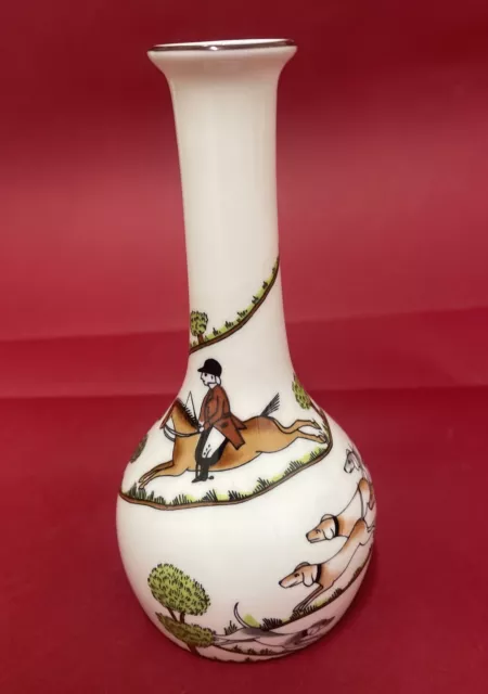 Crown Staffordshire “ Hunting Scene “ Bone China Bud Vase. 6” Tall. VGC