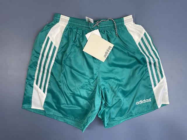 Nuovi Pantaloncini Da Calcio In Nylon Vintage Anni '90 Verdi Da Corsa Taglia L Adulto