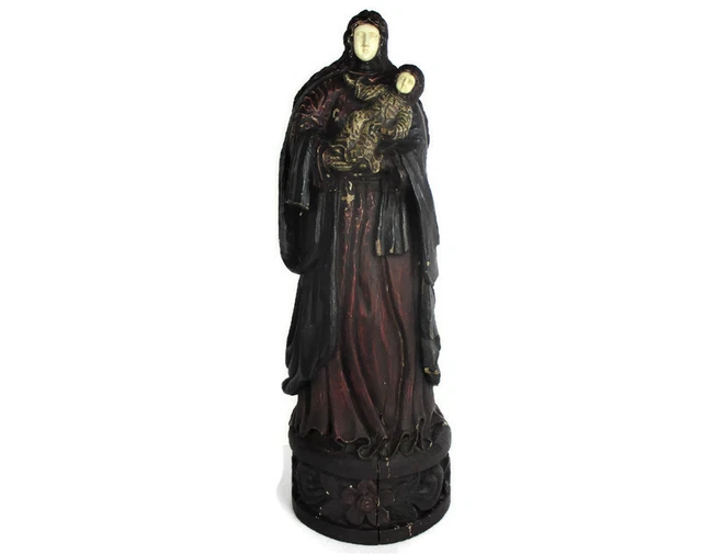 ANTIQUE STATUE VIRGIN Mary Our Lady Madonna Infant Child 19th Century ...