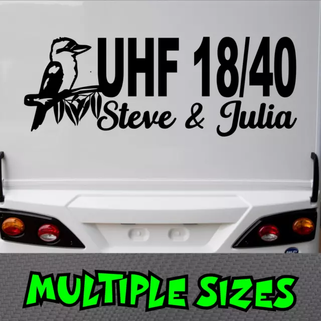 Custom Name UHF 18/40 Sticker Australia Caravan For Jayco Kookaburra Car Decal