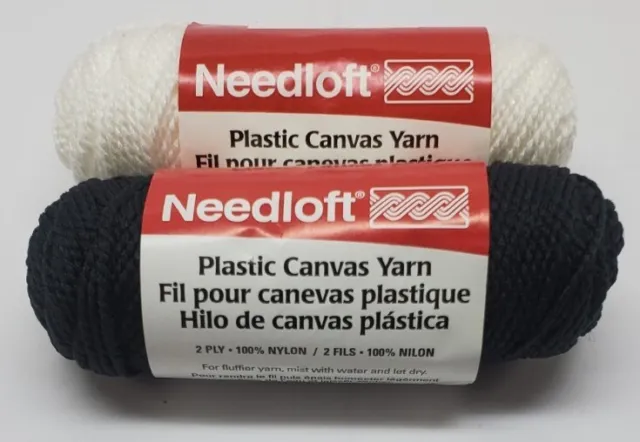 Hilo de lona de plástico Needloft - nailon blanco y negro 2 capas - 2 madeja 92 yardas cada una