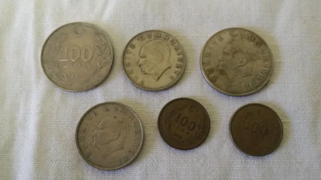Lot de 6 Pièces de monnaie anciennes de Turquie