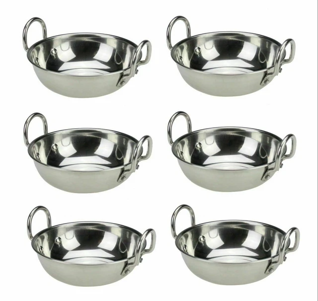 6 X 21 CM Steel Indian Food Balti Karahi Kadai Curry Serving Table