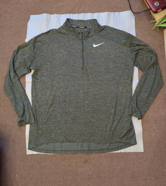 Nike Running Dri Fit Element Mens Half Zip Long Sleeve Top / XXL /Green Marl/ GC