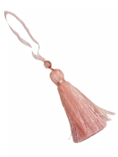 Rosa Band Schlüsselquaste hübsche Spitze Perlen Stoffborte 10 cm + Schlaufenborte