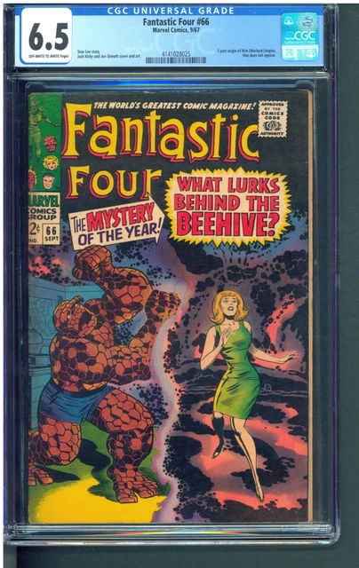 Fantastic Four #66   Cgc 6.5 Fn+  Nice Off White/White Pages!  Origin Warlock!