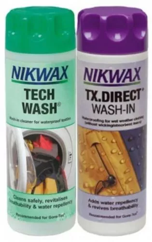 Nikwax Tech Wash & TX Direct Twin Pack Cleaning Waterproof  Clothing 2 x 300ml