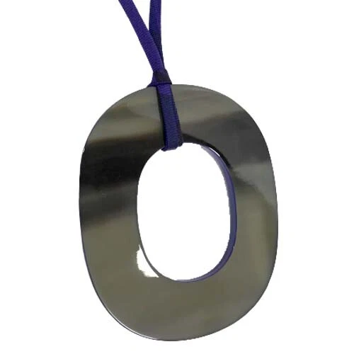/Accessories Hermes Issum Gm Buffalo Horn Necklace Marble Navy Gradation Lacquer