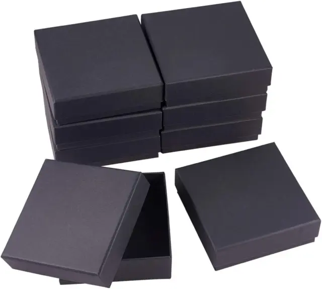 8 Pack Scatole per Anelli Di Goielli in Cartone Nero Scatole Di Carta Kraft 12X1