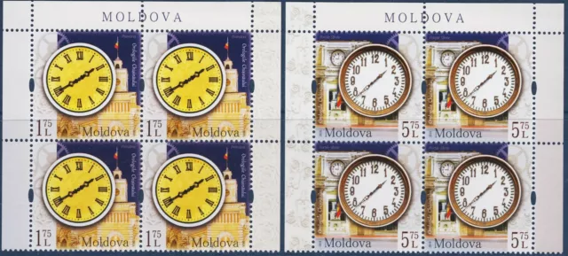 Moldova 2018 Clocks Architecture Palace Building Clock Tower Time 2v Bl4 MNH