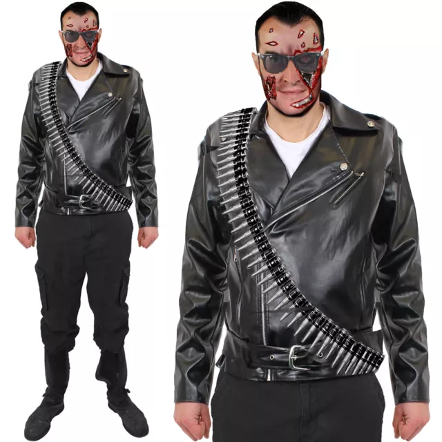 Mens Cyborg Assasin Costume  Adult 1980S Movie Fancy Dress Halloween Outfit