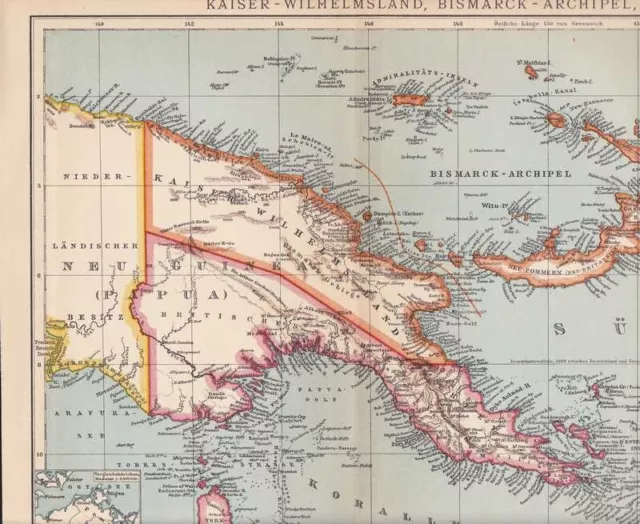 Kaiser-Wilhelms-Land Bismarck-Archipel LANDKARTE 1907 Marshall-Inseln Kolonien 2