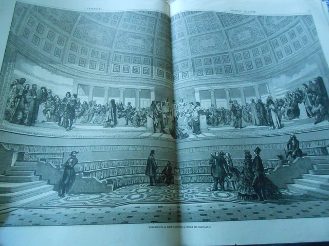 Grande Gravure 1864 - Hémicycle la salle de distribution l'école des Beaux Arts