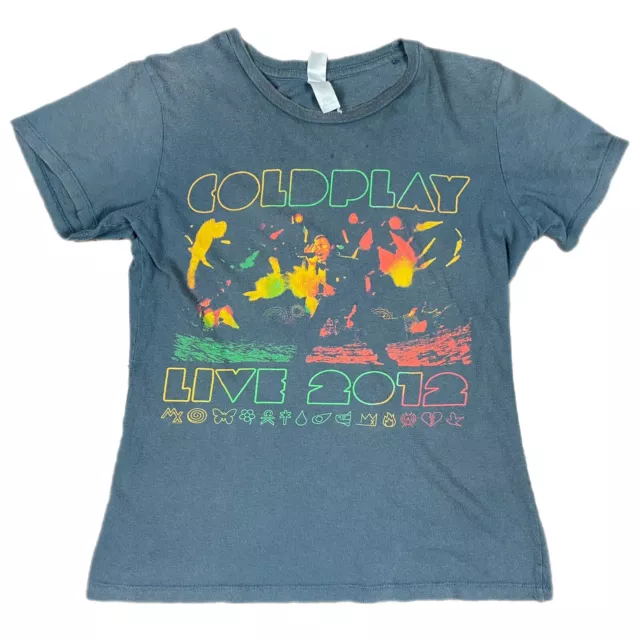 Coldplay 2012 Mylo Xyloto Live Tour Womens Small Cold Play Concert Grey 2 Sided