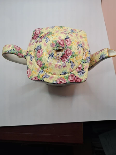 Royal Winton England Grimwades Welbeck Chintz Square Teapot 1995 2