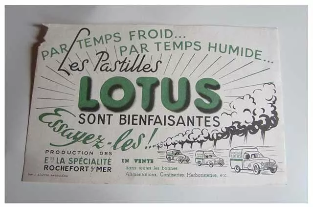 ✸ Buvard Pub Publicitaire Lotus Papier Collection Pastilles
