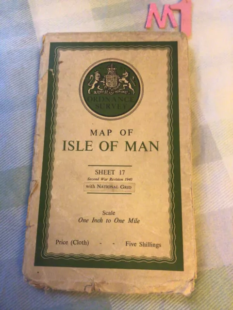 , OS Ordnance Survey Vintage WARTIME 1940 WW2 Revision ISLE OF MAN , SCARCE 1950 2