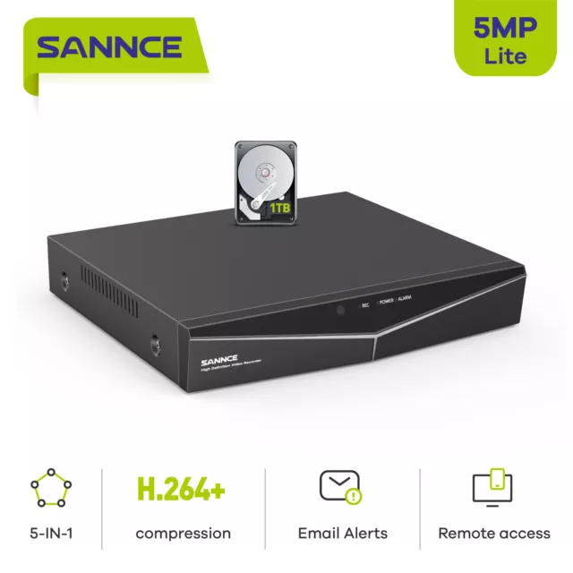 SANNCE 5MP Lite 8 Channel DVR Video Recorder for CCTV Security Camera System