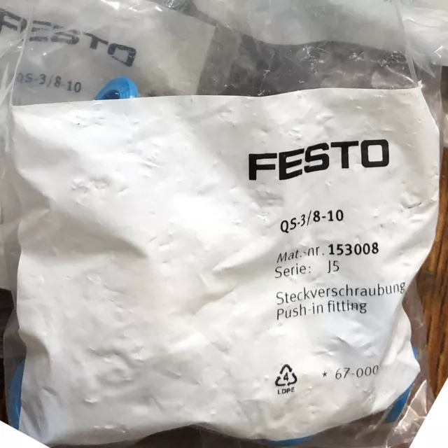 1bag/10pcs NEW FESTO connector QS-3/8-10 153008