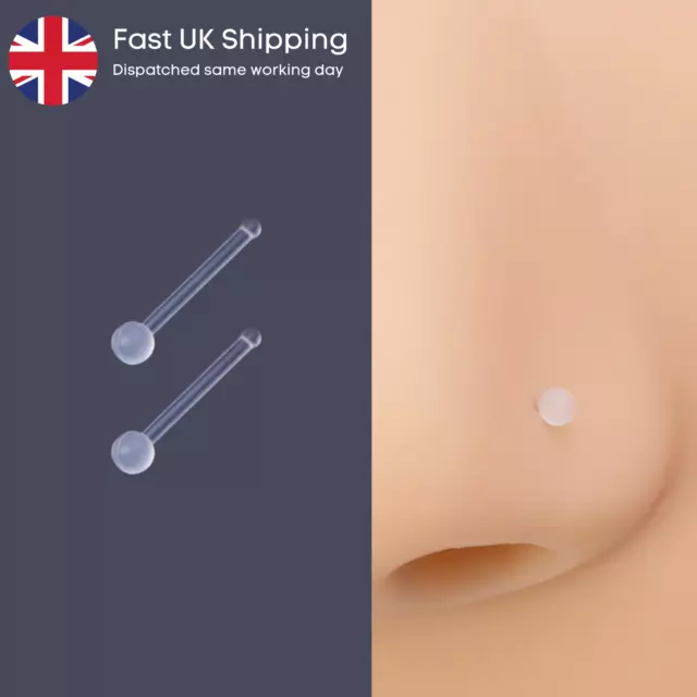 Invisible Clear Nose Stud. See Through Round Nose Stud Transparent Nose Retainer