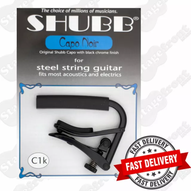 SHUBB C1k BLACK CAPO FOR STEEL STRING ACOUSTIC AND ELECTRIC GUITARS