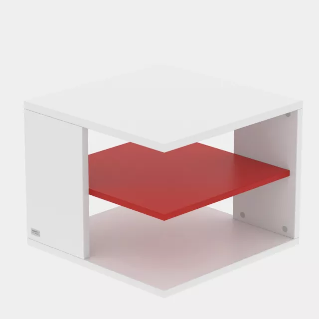 Mesa Auxiliar Neo Blanco Madera Mesita Baja Mesa Sofá Moderno Akzentfarbe Rojo