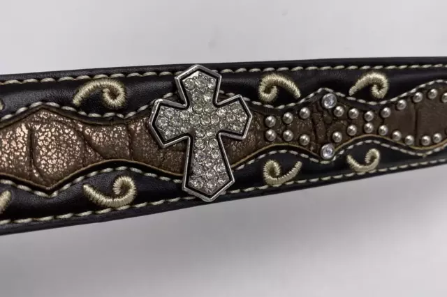 Ariat Girls Studded Cross Inlay Belt A1302802 Size 24 New Brown Bling