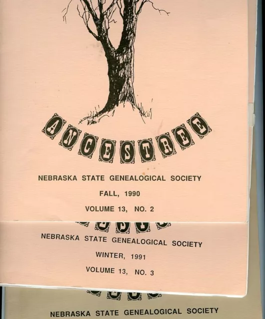 3 Nebraska Ancestree Genealogy Society Bklts, 1990-91-93