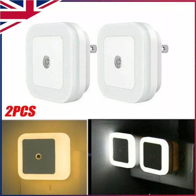 UK Automatic LED Night Light Plug in Energy Saving Dusk 2 Dawn Sensor Kids Light