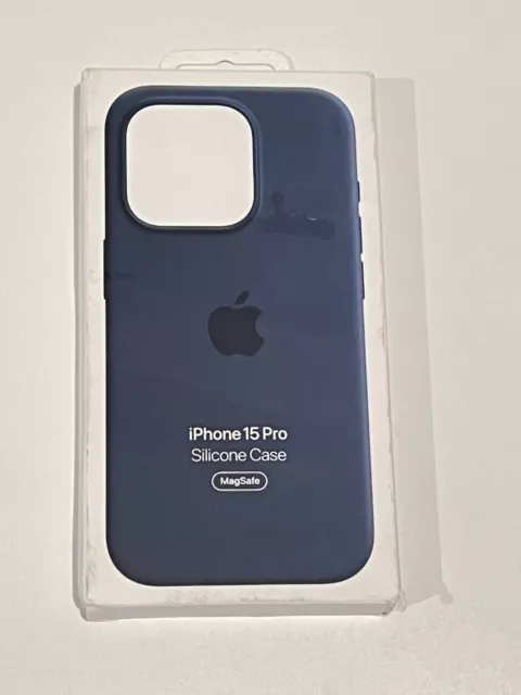 GENUINE Apple Silicone Case w/ Magsafe iPhone 15 Pro (6.1" Large Cam) Storm Blue