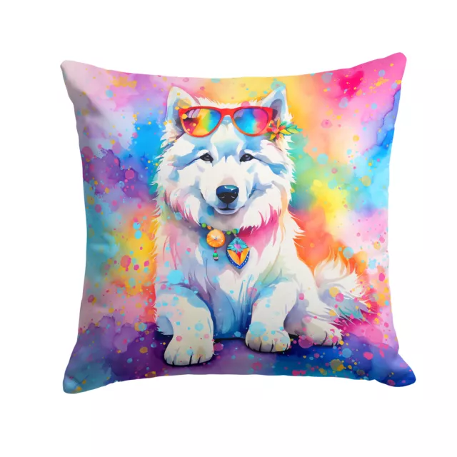 Samoyed Hippie Dawg Fabric Decorative Pillow DAC2551PW1414