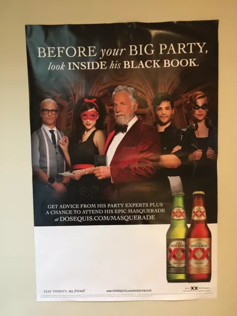 NEW DOS EQUIS 3ft X 2ft BEER SIGN/POSTER - Most Interesting Man In The World