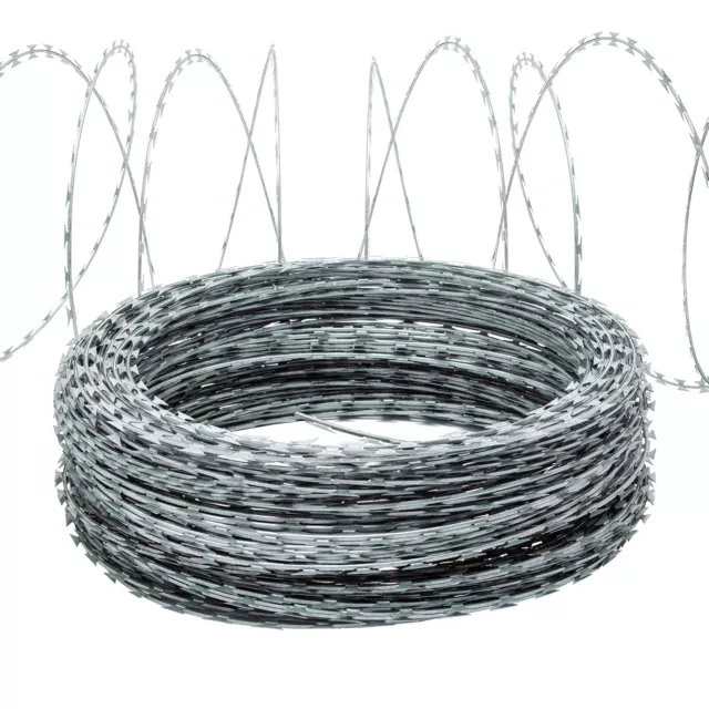 TECSPACE New 150Ft Length 3-Roll Razor Barbed Wire for Fence, Farm, Garden, Home