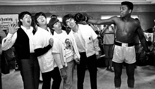 Muhammad Ali And The Beatles Smiling Together 8x10 Picture Celebrity Print