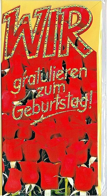 GEBURTSTAGSKARTE WIR GRATULIEREN zum Geburtstag Goldprägung Glückwunsch