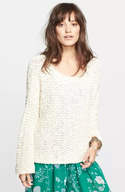 NWT Free People Everlasting Pullover Textured Sweater MEDIUM Vanilla Oversized