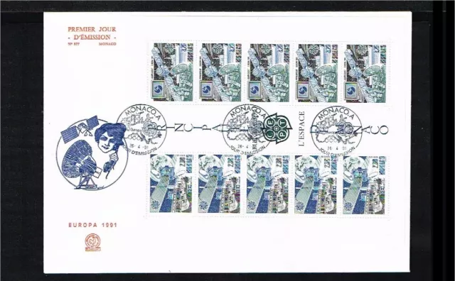[UT088] - 1991 - Europe CEPT FDC Monaco Mi.Block 50 - Space - issue Rooster