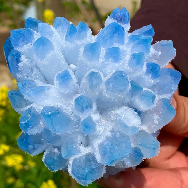 413G New Find sky blue Phantom Quartz Crystal Cluster Mineral Specimen Healing