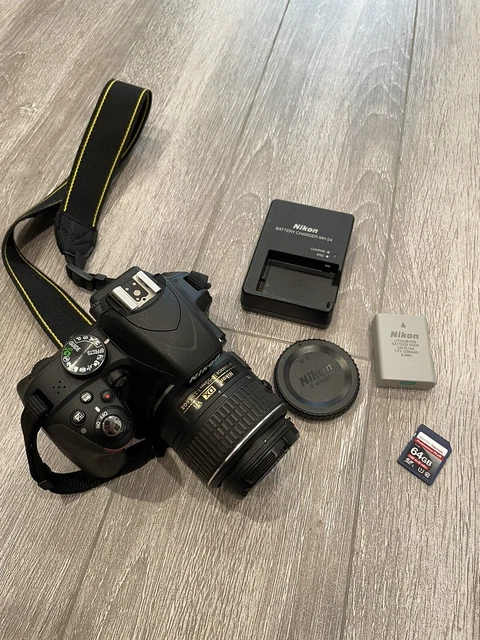 Nikon D3300 24.2 MP Digital SLR Camera Black Kit AF-S DX VR 18-55mm Lens Extras