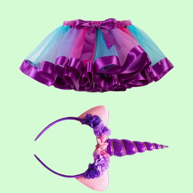 Gonna tutù tutù arcobaleno bambina abito principessa unicorno kit costume